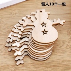 Hóember - 10PC karácsonyi faragott fa forgács medál karácsonyfa ajándék díszek DIY party dekoráció
