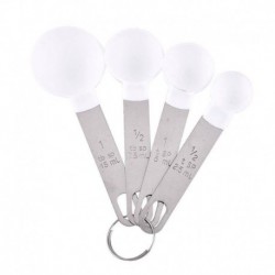 Fekete - 4 db műanyag mérőpohár és kanál tea kávé konyhai eszköz készítéséhez