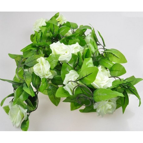 Zöld - Egyesült Királyság mesterséges hamis selyem rózsa virág borostyán szőlő függő koszorú házi virág