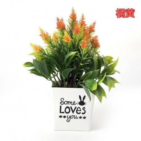 narancssárga - Reális művirág növény pot szabadtéri otthoni / irodai dekorációs ajándékkal