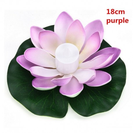 Lila-18cm - Amerikai napelemes szabadtéri úszó lótuszfényes medence kerti vízvirág LED lámpák