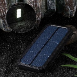 Fekete - 50000mAh Solar Power Bank vízálló 2 USB LED akkumulátor töltő mobiltelefonhoz