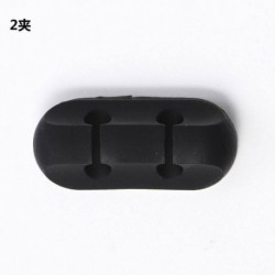 2 lyuk - Fekete szilikon USB kábel Winder asztali kezelő klip kábel tartó szervező!