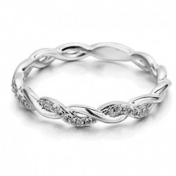 8 * Ezüst - Divat női 18K rózsaarany töltött fehér zafír esküvői ékszer gyűrű ajándékok új