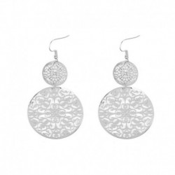 Ezüst - Női bohém hosszú nagy fülbevalók üreges fülbevaló fülbevalók vintage ékszer ajándék