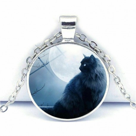 Ezüst macska - Rózsakvarc hold drágakő medál természetes kristály gyógyító kő nyaklánc ajándék