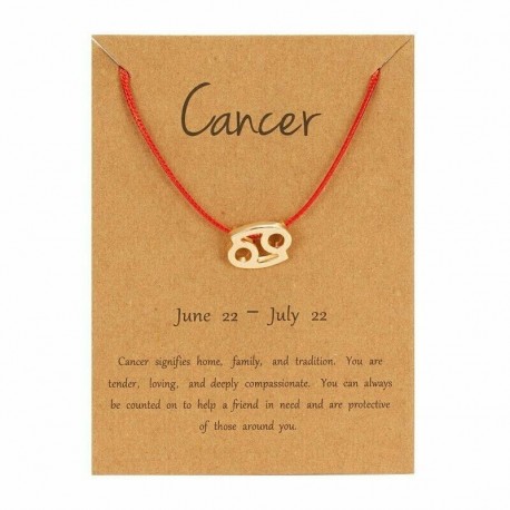 Rák - Unisex 12 csillagkép kézzel készített szövésű vörös karkötő karperec jó szerencsét