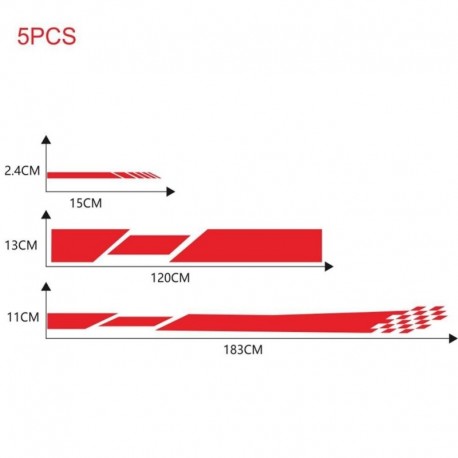Piros - 5x autós matrica csíkos vinil matrica matrica grafika autó oldalsó karosszéria burkolat visszapillantó tükör