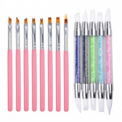 8db ecset és 5db puha szilikon ecset körömfestéshez - körömdíszítéshez - D szett