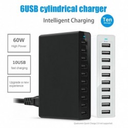 60W multifunkciós USB 10 portos USB töltő töltőállomás Többportos eszköz gyors töltés 5V 12A gyors EU US UK dugó