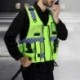 Biztonsági mellény Fényvisszaverő háló Lélegző mellényzsebek Cipzáras illeszkedés Taktikai építés