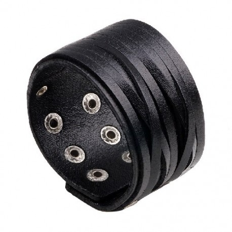 Fém szín: 80926 - Új divatos punk széles valódi bőr karkötő fekete barna mandzsetta karkötők és karkötők