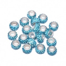 Szín: tó kék - 10 DB/tétel Nagy lyuk, kerek strassz kristály gyöngyök laza távtartó gyöngyök ékszerkészítéshez,