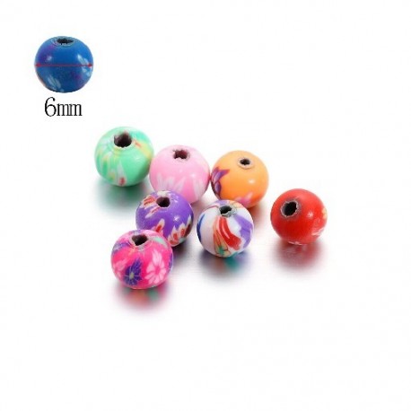 Szín: Kerek minta - 30-100 db 6-10mm vegyes színű gyümölcsszív virág gyöngyök polimer agyag távtartó laza gyöngyök