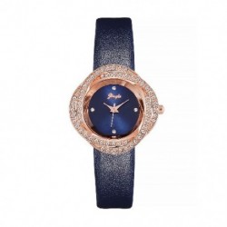 Szín: kék - Alkalmi divat, friss pu öv szirom gyémánt női diák kvarc óra temperamentum trend