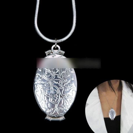 Virág mintás ezüst színű kinyítható medál nyaklánc