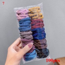 Szín: 7 - 100db/50db Női Lány Scrunchies Pack Elasztikus Hajpántok 3,5cm Tömör hajkötőkötelek Fejfedő Gumi