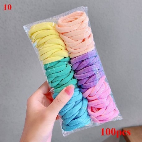 Szín: 10 - 100db/50db Női Lány Scrunchies Pack Elasztikus Hajpántok 3,5cm Tömör hajkötőkötelek Fejfedő Gumi