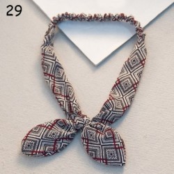 Szín: 29 - Retro női nyúlfülre nyomtatható fejpánt Bowknot elasztikus vashuzal hajpántok Leopárd virágos Scrunchie