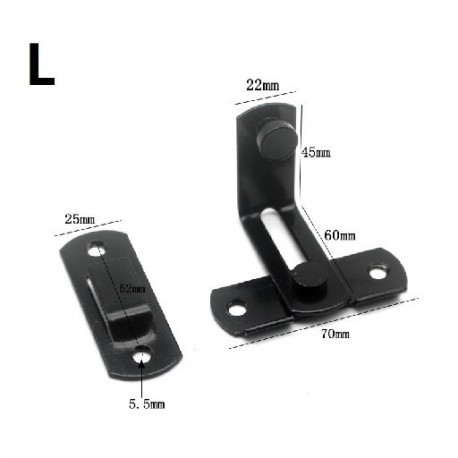 Szín: L fekete - Rozsdamentes acél ajtócsavar lopásgátló 90 fokos derékszögű tolókapu zár biztonsági ajtózár csat