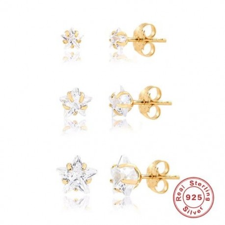 1 - 3db/szett Csillag virág cirkon fülbevaló nőknek 925 sterling ezüst fülbevaló karika Pendientes Plata esküvői