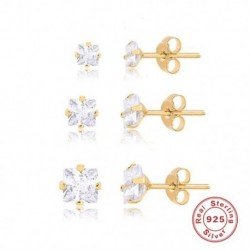 3 - 3db/szett Csillag virág cirkon fülbevaló nőknek 925 sterling ezüst fülbevaló karika Pendientes Plata esküvői