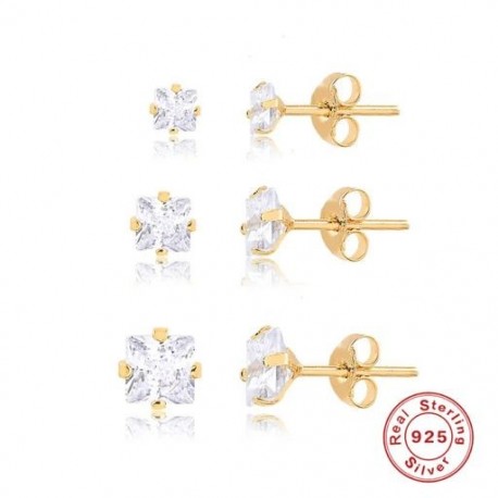 3 - 3db/szett Csillag virág cirkon fülbevaló nőknek 925 sterling ezüst fülbevaló karika Pendientes Plata esküvői