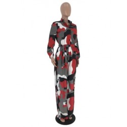 Szín: piros XXL - Akaily Fall Street Camo Print Jumpsuit őszi ruhák női 2023-as hosszú ujjú kötszer, alkalmi, egy