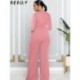 Szín: rózsaszín XXL - Akaily őszi téli fekete Jumpsuit Női Alkalmi Egyrészes Outfitek 2022 Pink O Neck Cross Hosszú