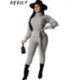 Szín: szürke L - Akaily Bandage Solid őszi body Jumpsuit for Women Club Outfit 2023, hosszú ujjú, kivágott vállú,