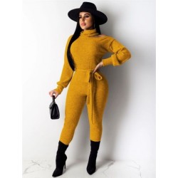 Szín: sárga L - Akaily Bandage Solid őszi Body Jumpsuit For Women Club Outfit 2023 hosszú ujjú, kivágott vállú, szürke