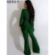 Szín: zöld XL - Akaily Fall Green Flare Jumpsuit Női Elegáns Egyrészes Outfitek 2022 Mély V nyakú, Hosszú ujjú Bodycon