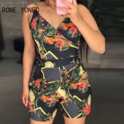 Szín: MULTI M - Női alkalmi spagettipántos ujjatlan virágmintás zsebes Bodycon nadrág