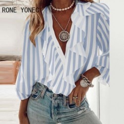 Szín: égszínkék XL - Női elegáns alkalmi sifon fodros szegély, háromnegyed lámpás ujjú szexi blúz felsők