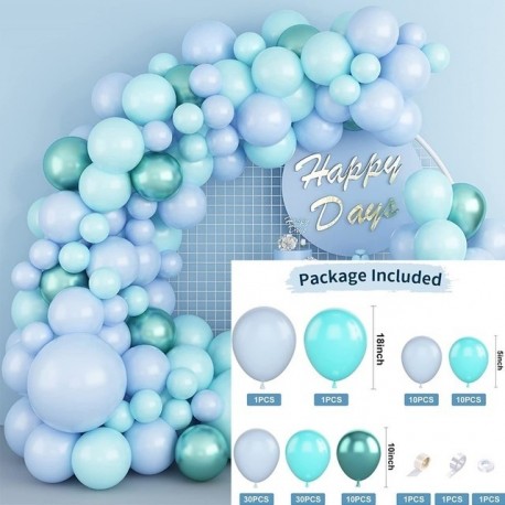 Szín: Léggömbfüzér 3 - Macaron Blue Balloon Garland Arch Kit ezüst konfetti gömb készlet esküvői dekorációhoz