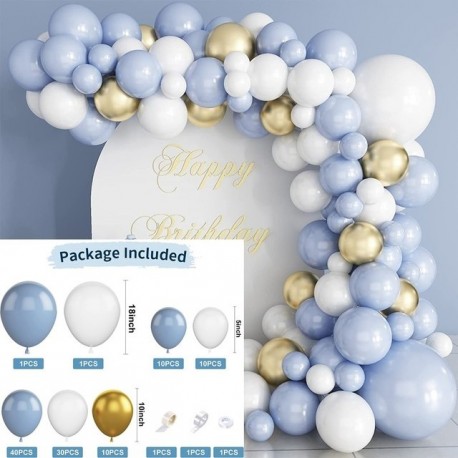 Szín: léggömbfüzér 4 - Macaron Blue Balloon Garland Arch Kit ezüst konfetti gömb készlet esküvői dekorációhoz