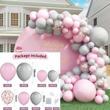 Szín: Léggömbfüzér 8 - Macaron Blue Balloon Garland Arch Kit ezüst konfetti gömb készlet esküvői dekorációhoz