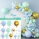 Szín: Léggömbfüzér 11 - Macaron Blue Balloon Garland Arch Kit ezüst konfetti gömb készlet esküvői dekorációhoz