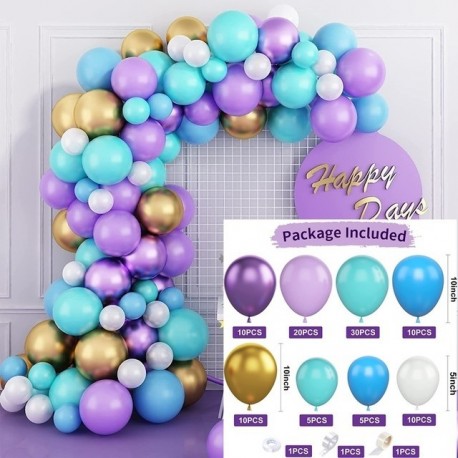 Szín: léggömbfüzér 15 - Macaron Blue Balloon Garland Arch Kit ezüst konfetti gömb készlet esküvői dekorációhoz