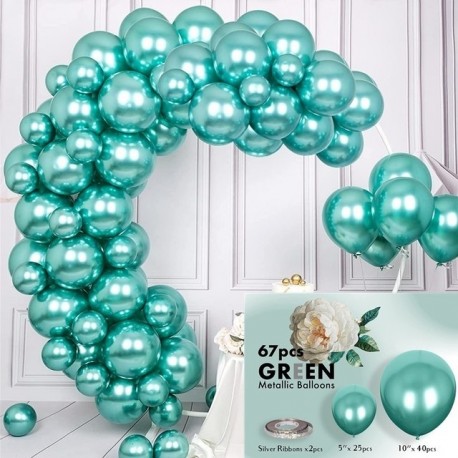 Szín: zöld - Fémes króm arany ezüst léggömbök Garland Arch Kit 5/10 hüvelykes ballon születésnapi babazuhany