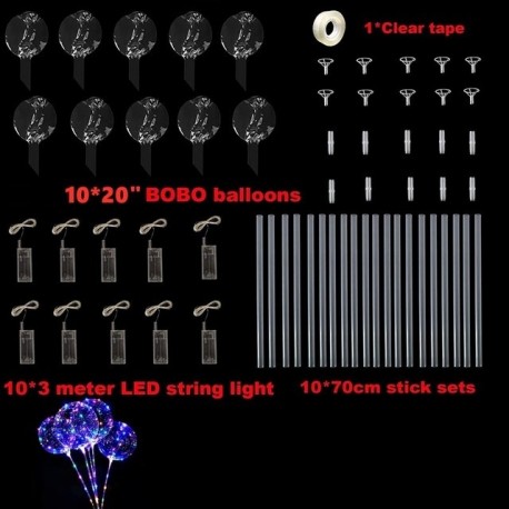 Szín: bottal keverjük össze - 10 db LED világító Bobo 20 hüvelykes átlátszó hélium léggömb bottal Halloween