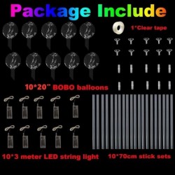 Szín: kék bottal - 10 db LED világító Bobo 20 hüvelykes átlátszó hélium léggömb bottal Halloween karácsonyi