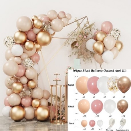 Szín: stílus 2 - Retro sárgabarack lufi koszorúív készlet króm arany konfetti ballonkészlettel esküvői születésnapi