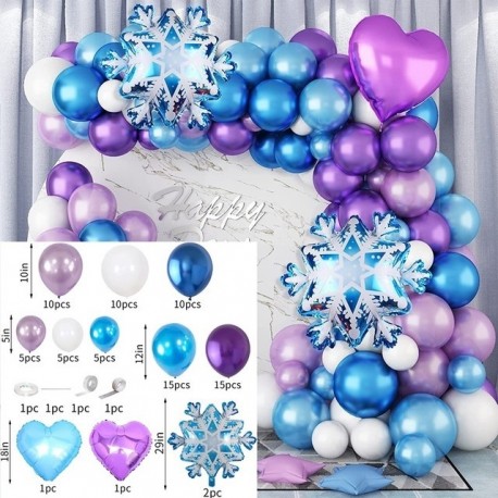 Szín: szett 7 - Ice Snow Frozen Theme léggömbök Garland Arch Kit Hópehely fólia ballon születésnapi partira Babazuhany