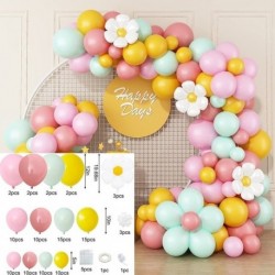 Szín: készlet 4 - Daisy Balloons Garland Arch Kit Macaron Pink Sárga Latex Ballon Szett Esküvői Születésnapi Party